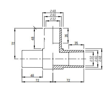 塩ビ特殊接手DO4025チーズ図面